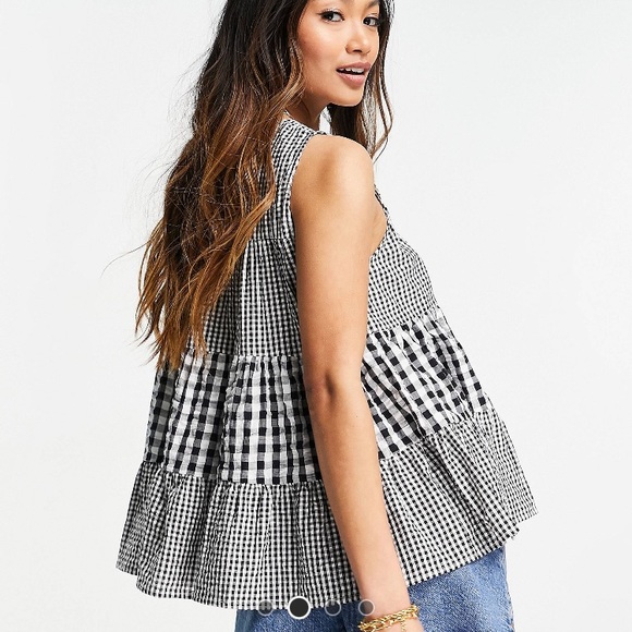 ASOS DESIGN tank in black gingham. Size US 4. - Picture 2 of 9